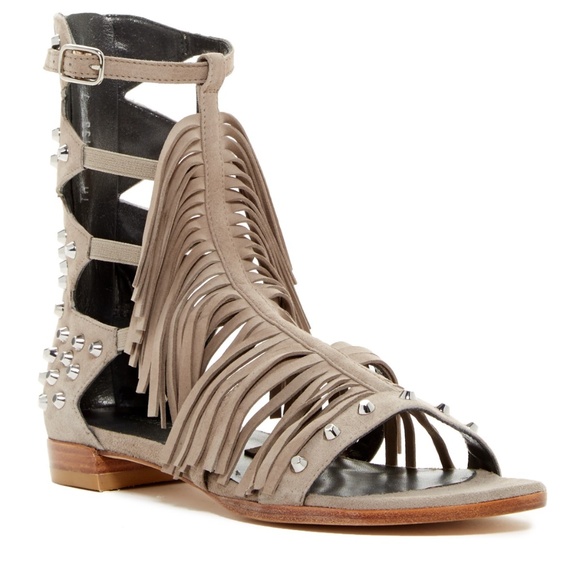Stuart Weitzman Shoes - Stuart Weitzman Gladrags Fringed Stud Suede Sandal